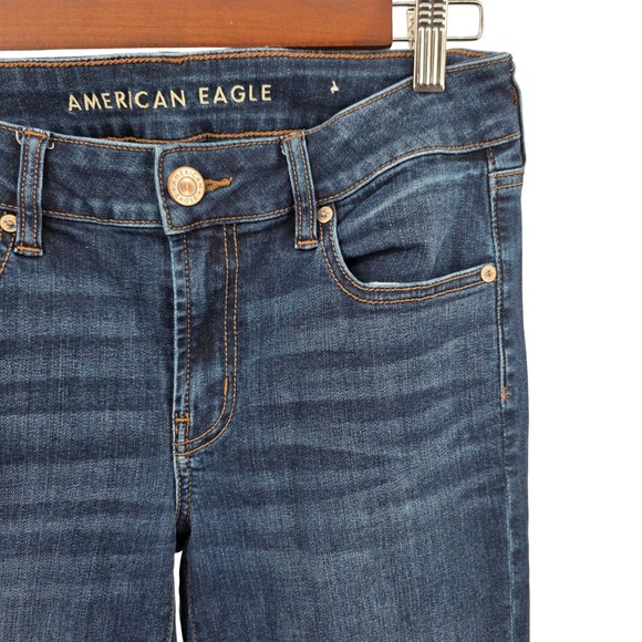 American Eagle Denim Jeans Womens Size 6 Dark Wash Super Stretch Bootcut‎ - Picture 3 of 7